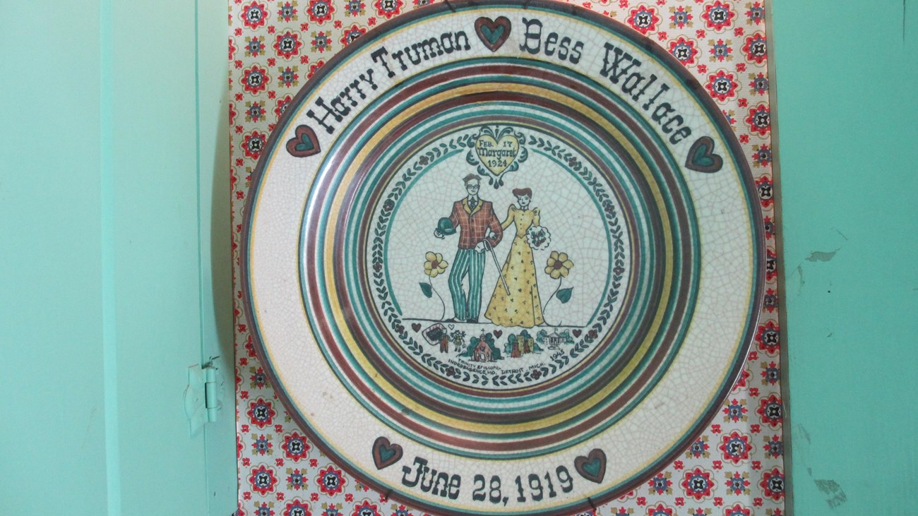 Wedding anniversary plate. Margaret's birth date "Feb 17, Margaret, 1924" 