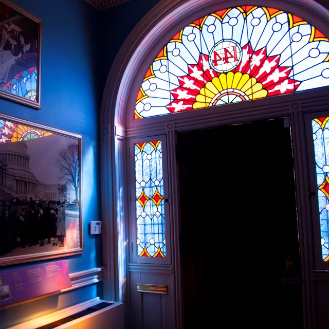 Stained glass entryway.