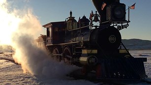 locomotive in the snow