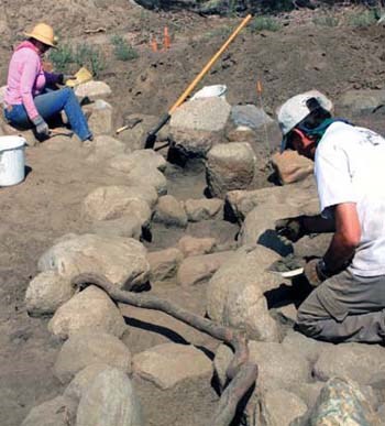 Excavating the rock gardens at Manzanar