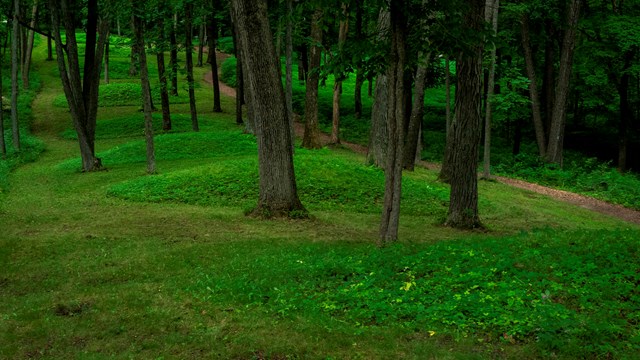 Conical shaped burial mounds