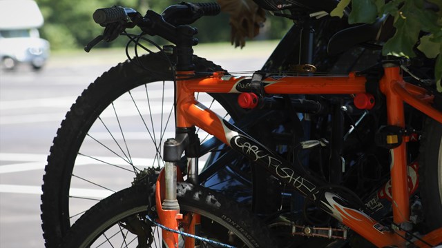 Bikes on a rack on the back of a car