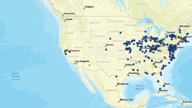 Color photo of an online map that shows the Network to Freedom Members on a map and describes them