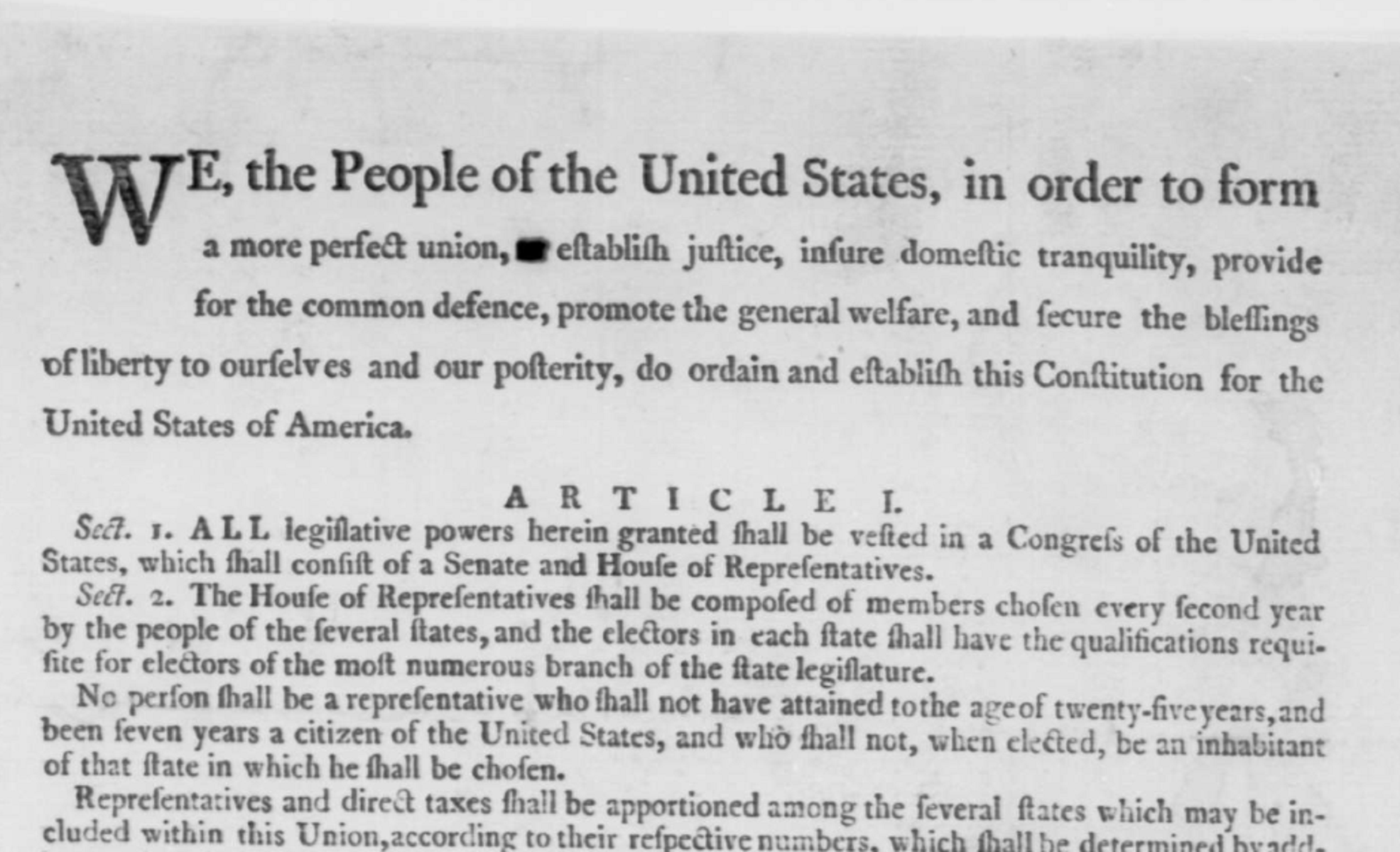 historical printed constitution preamble