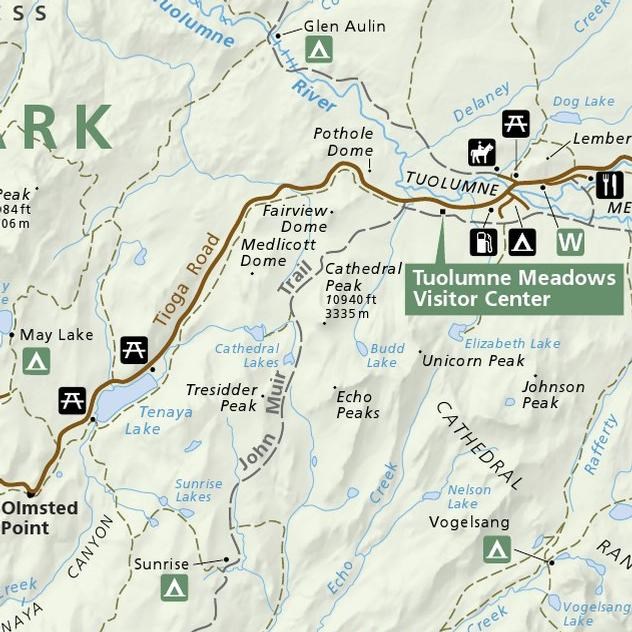 A National Park Service map of Yosemite National Park