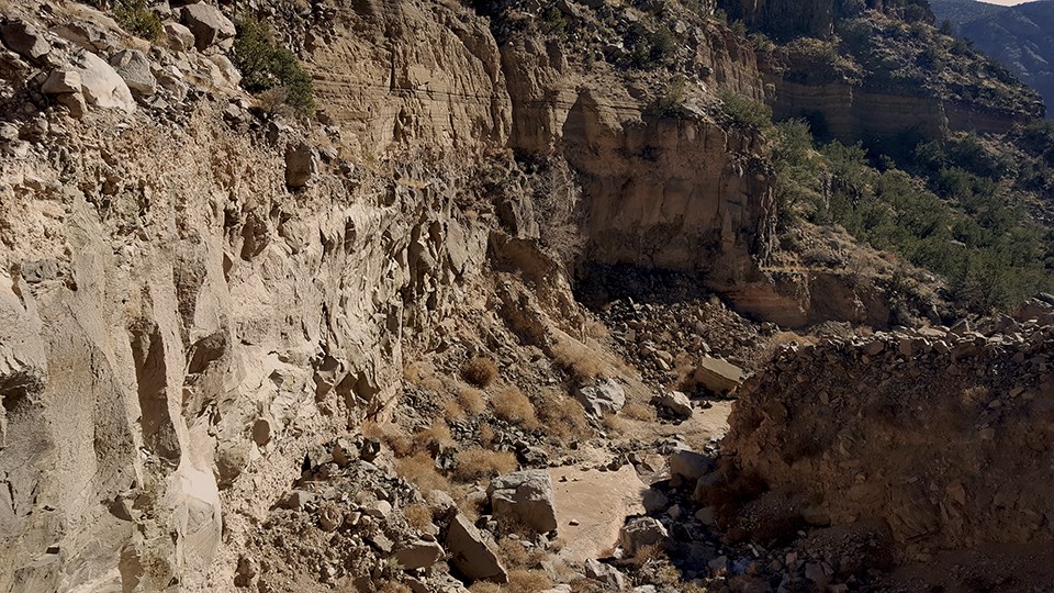 rock fall on the falls trail