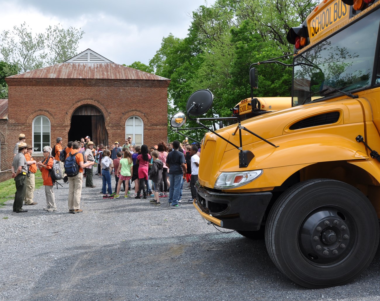 Yellow school bus parked at Williamsport