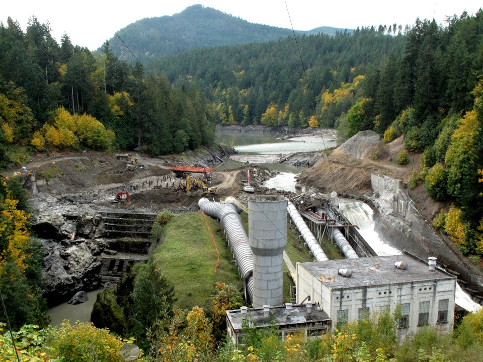 Elwha Dam removal work on October 20, 2011.