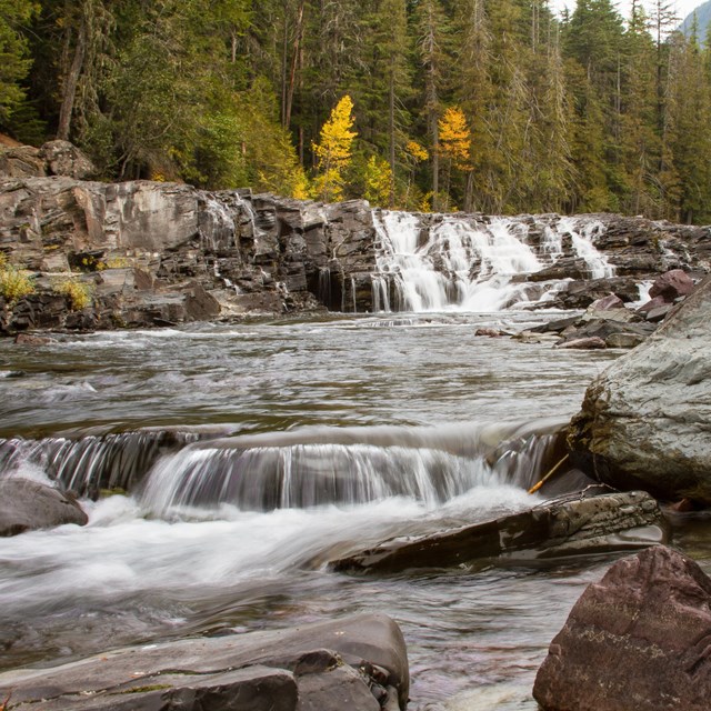 Water flowing over rocks in a creek