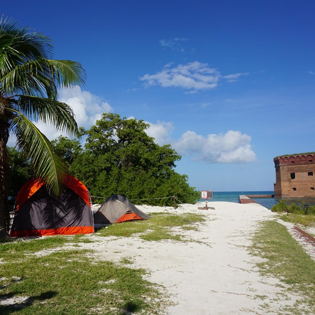 Tents are set up on Garden Key