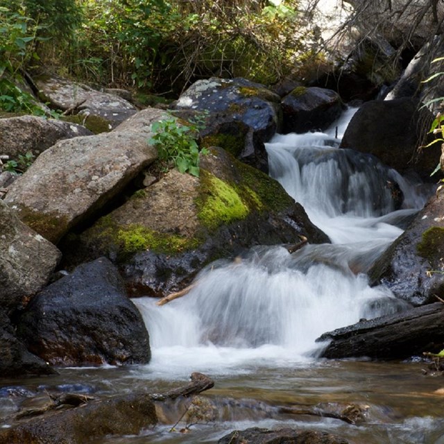 River water rushing down rocks