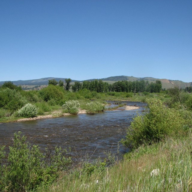 River winding and blue sky