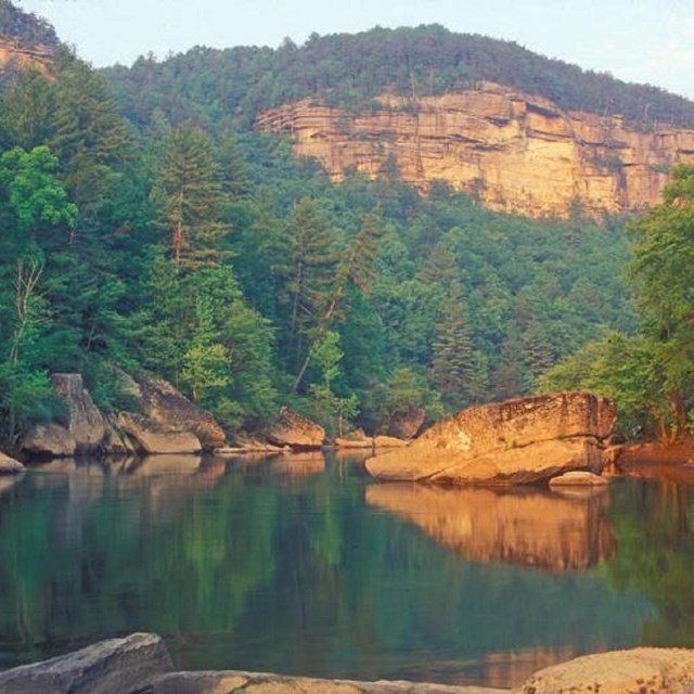 River flowing between the cliffs