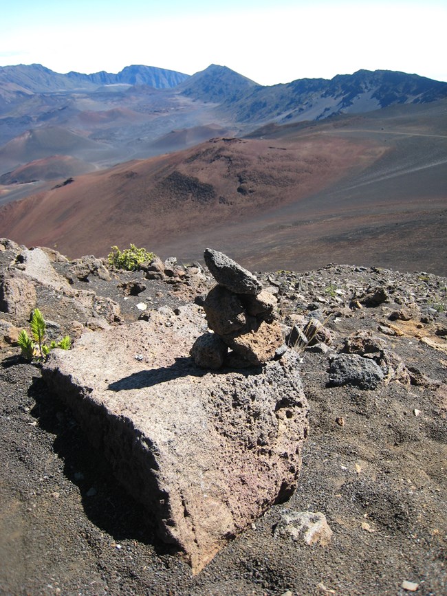 Visitor stacked rocks at White Hill