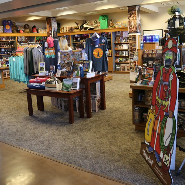 Interior of a small gift shop.