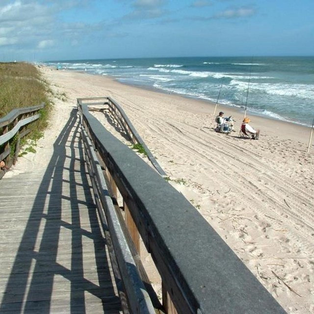  Credit: S. Anderson Fishing enthusiasts claim their spot in the sand at pristine Playalinda Beach.