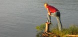 Woman looking into the water