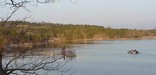 Fishing dock and boat on Veteran's Lake