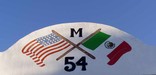 Painted American and Mexican flags with M for Mesilla, New Mexico