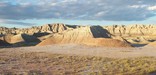 Sunset on the Badlands formations