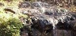 Hot spring water flowing over tufa mineral formation