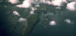 An aerial view of the east end of Isle Royale National Park showing the breath of this island.