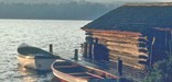 Edisen Fishery is depicted with two boats at the dock and the fish house.