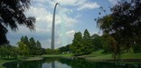 Gateway Arch and grounds in summer.