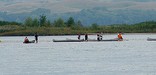 Canoeists enjoying day on river
