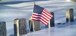 Snowy flag at Antietam National Cemetery