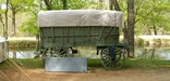 Photo of civil war ambulance on canal.