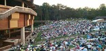 A view of the lawn at the Filene Center with patrons watching the show.