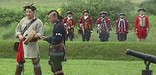 Costumed Interpretors perform an American Indian honoring song during a commemoration of the Battle of Fort Necessity