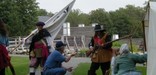 Costumed interpreters are demonstrating the military dress of Scottish soldiers of 1650