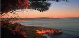 The last of the sun's rays on the Ventura coastline in California