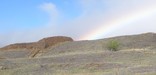 Pu'ukohola Heiau and rainbow