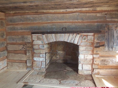 Restored fireplace in the Knob Creek Cabin