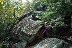 Large slab of rock on trail