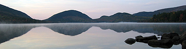 Eagle Lake with mountains in background at sunrise