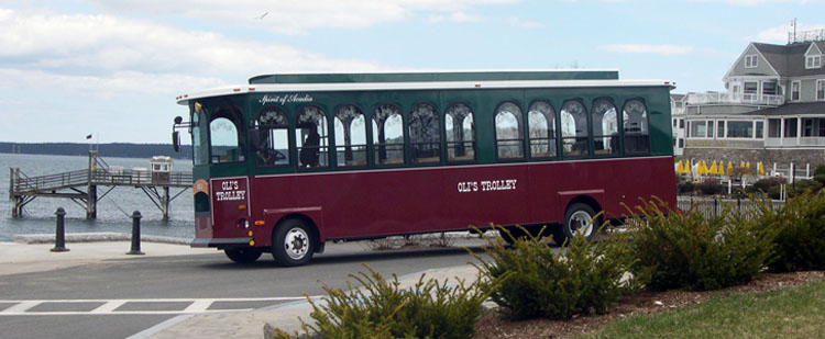 Oli's Trolley in downtown Bar Harbor.