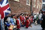 Soldiers line up at attention