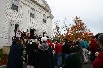 The crowd gathers outside after the ceremony