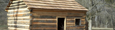 Picture of the restored log cabin at Abraham Lincoln Boyhood Home at Knob Creek