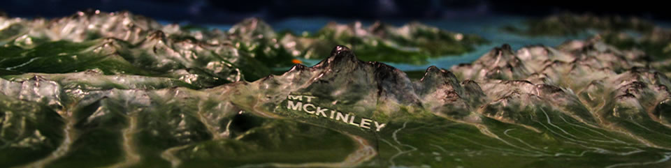 Photo of touchable historic three-dimensional map at the Alaska public lands information Center