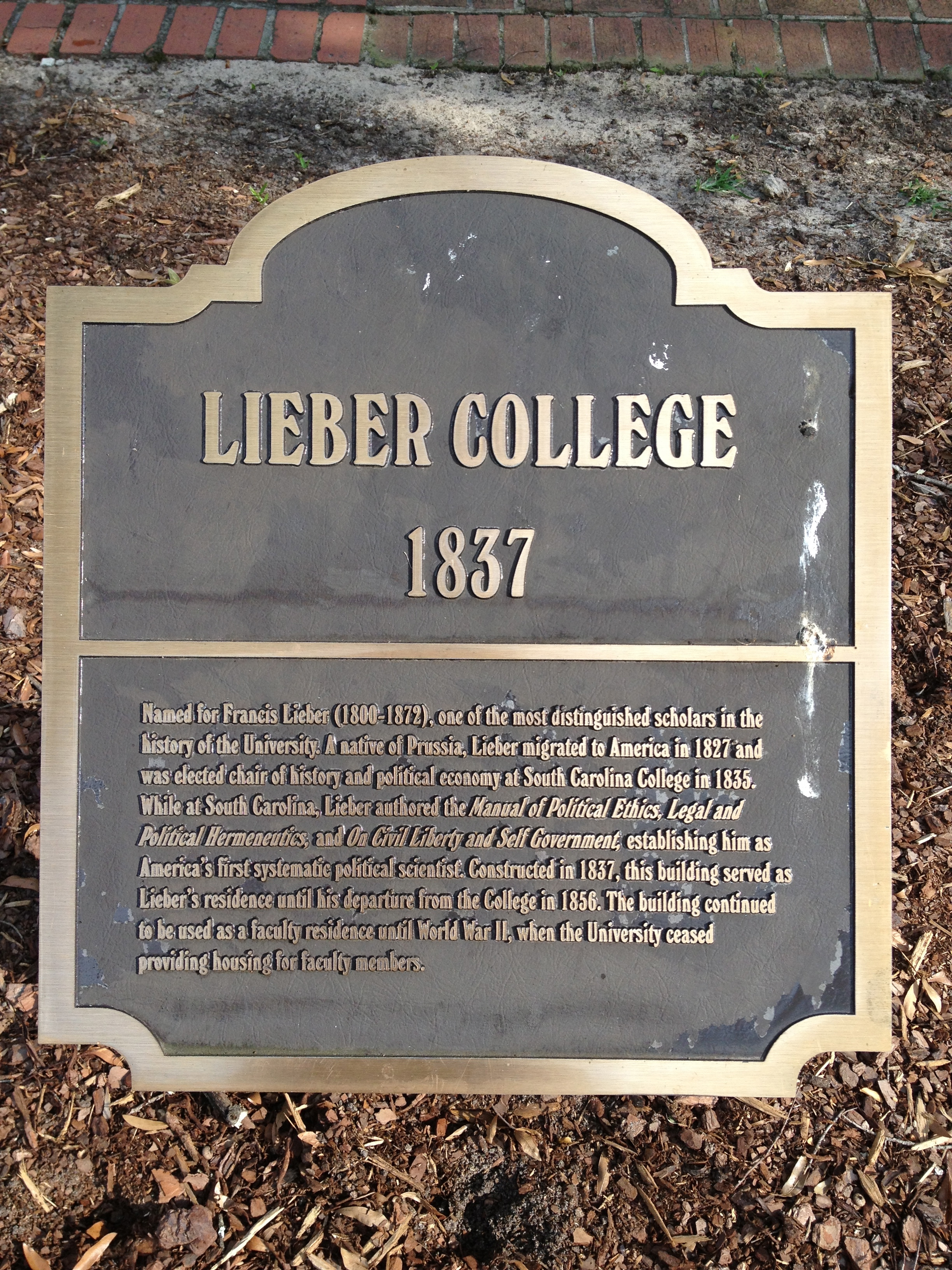 Lieber College sign Lieber College sign