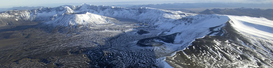 Aerial view of Aniakchak Caldera taken from northern rim