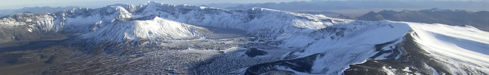 Aerial view of Aniakchak Caldera taken from northern rim