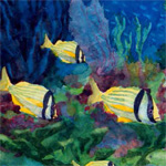 Painting of three porkfish