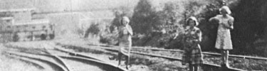 Children on tracks at Blue Heron