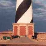 Preparing the base of the lighthouse for the move